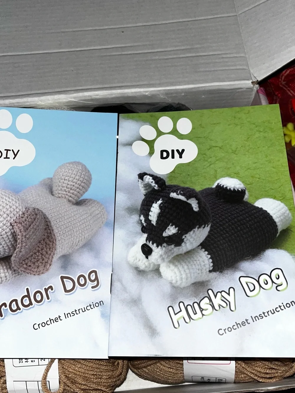 DIY Beagle ,Lab and husky Dog Crochet Kit – Cream blackBrown Plush Toy